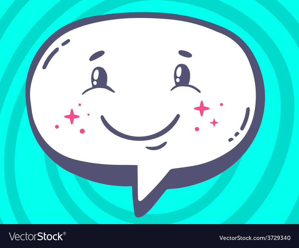 Speech bubble with icon of smile on blue Vector Image