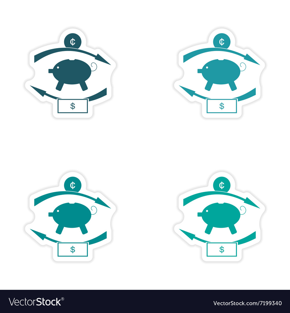 Stylish assembly sticker on paper piggy bank