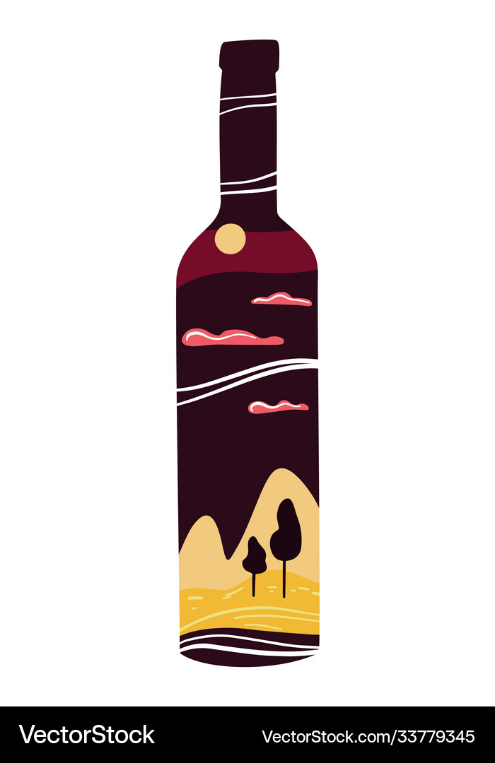 A bottle wine Royalty Free Vector Image - VectorStock
