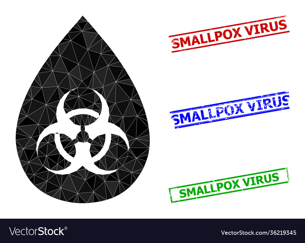 Biohazard drop triangle icon and distress smallpox