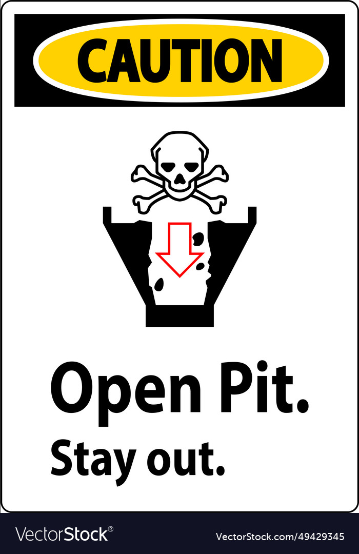 Caution sign open pit stay out