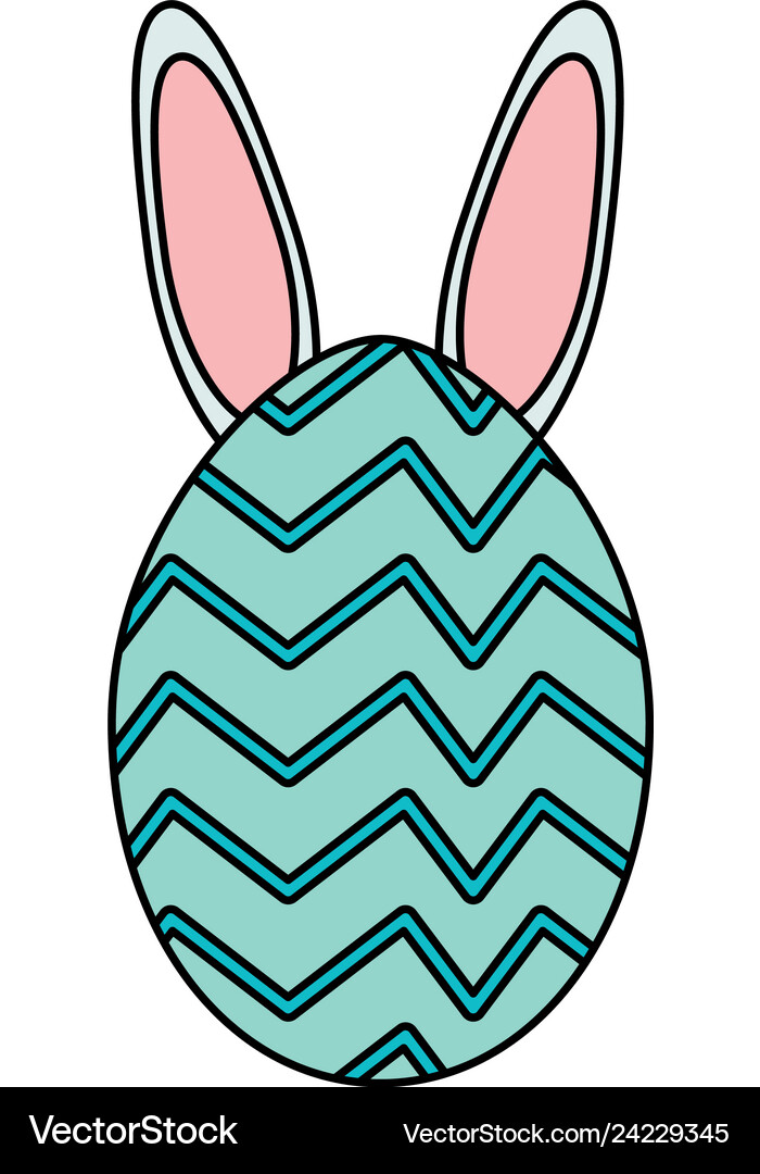 Egg painted with rabbit ears easter icon Vector Image