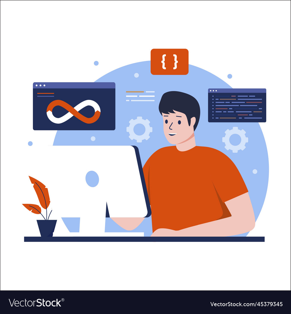 Flat design of development and operations vector image Flat design of development and operations