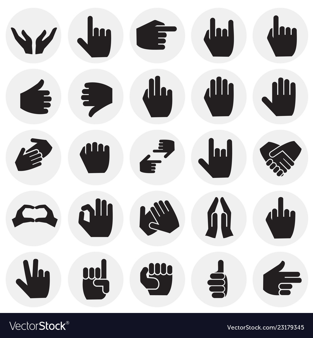 Gestures icon set on circles background