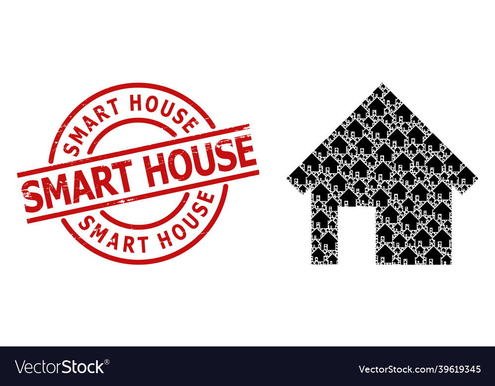 House icon recursion mosaic and textured smart