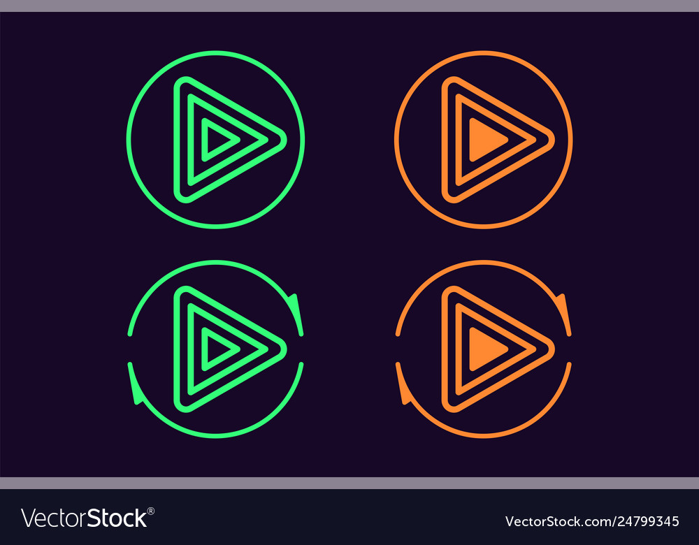 Icon set play button sign ui element vector image Icon set play button sign ui element