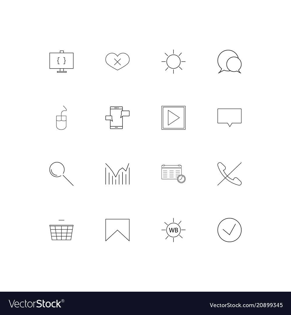 Interface linear thin icons set outlined simple