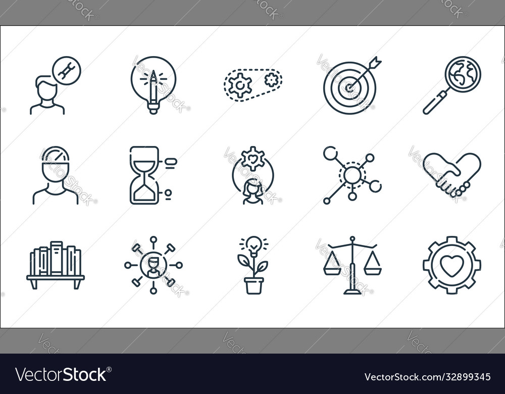 Life skills line icons linear set quality