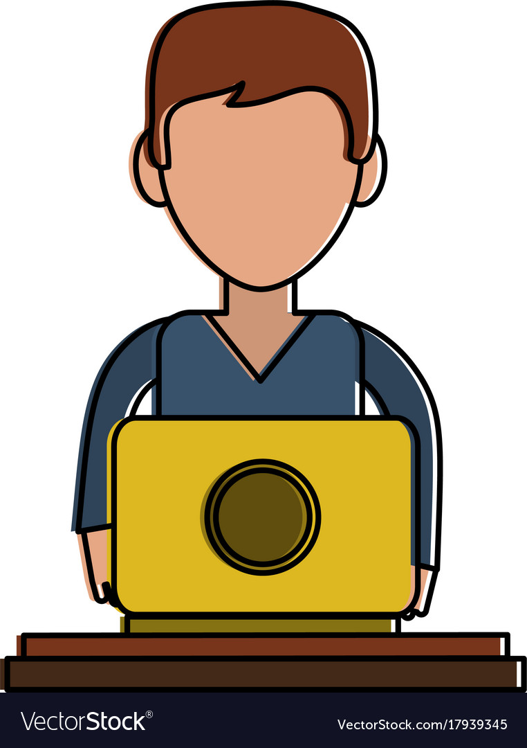 Man using laptop icon image frontview