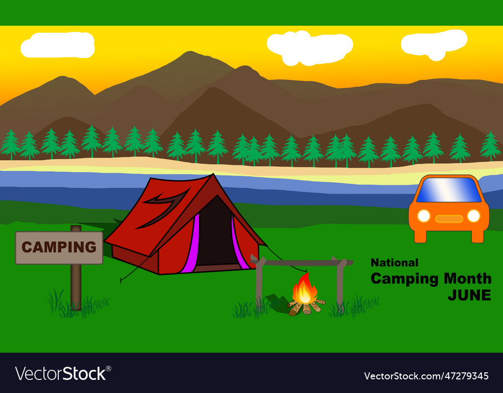 National camping month Royalty Free Vector Image