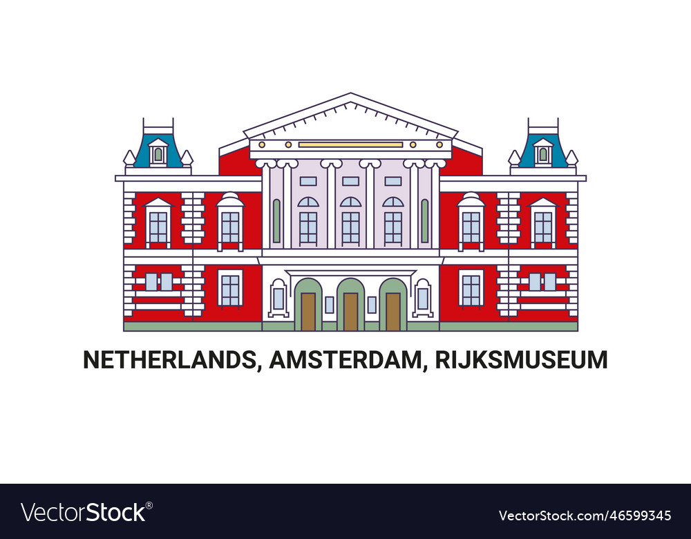 Netherlands Amsterdam Rijksmuseum Travel Vector Image 5710