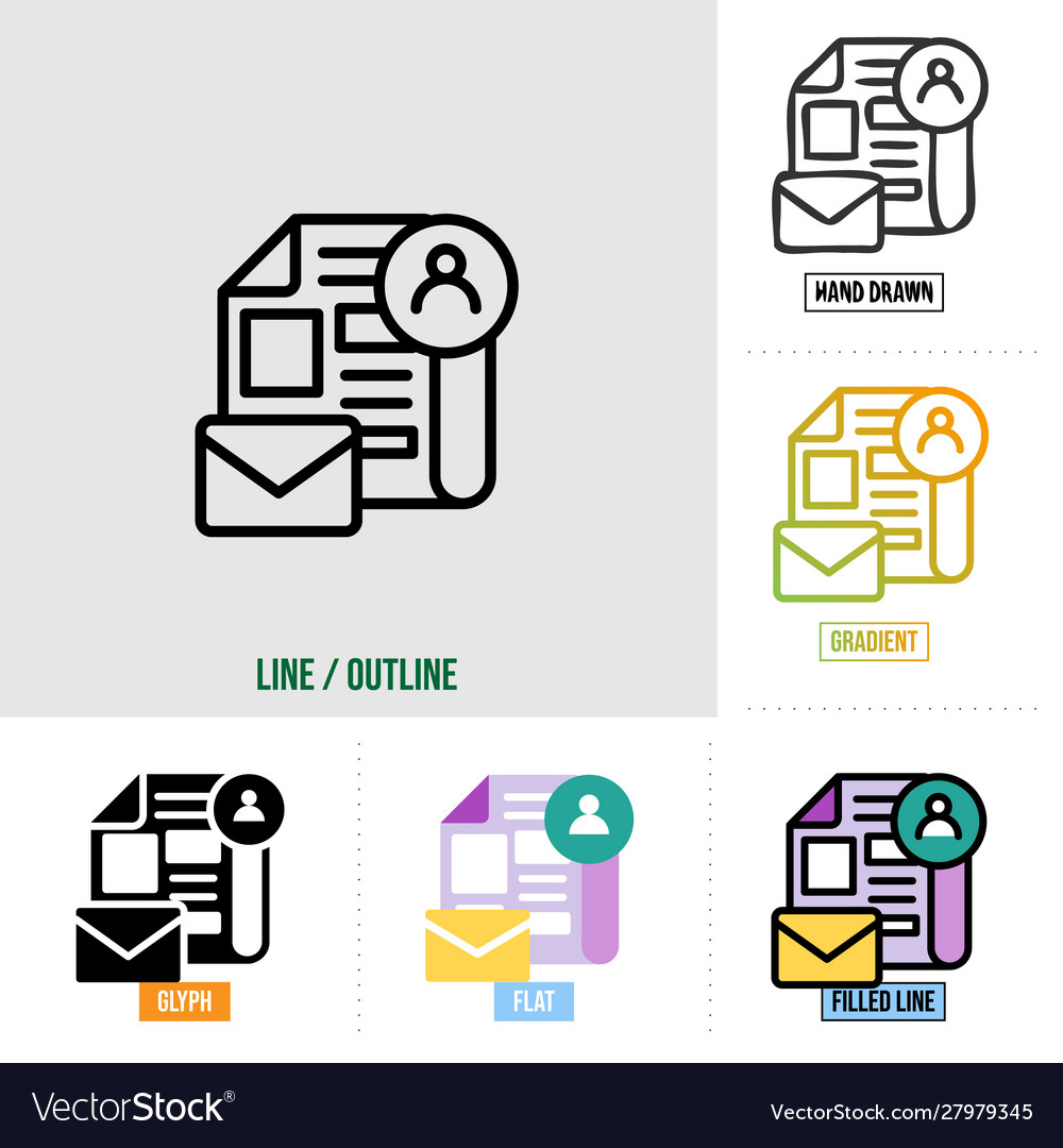 Newsletter icon in six different styles based
