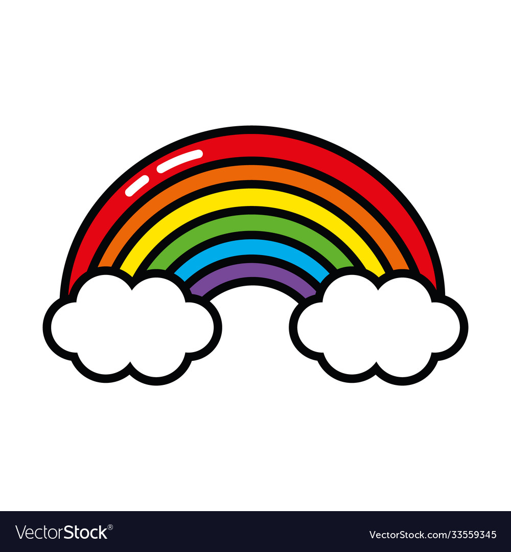 Pop art elements concept clouds and rainbow icon Vector Image