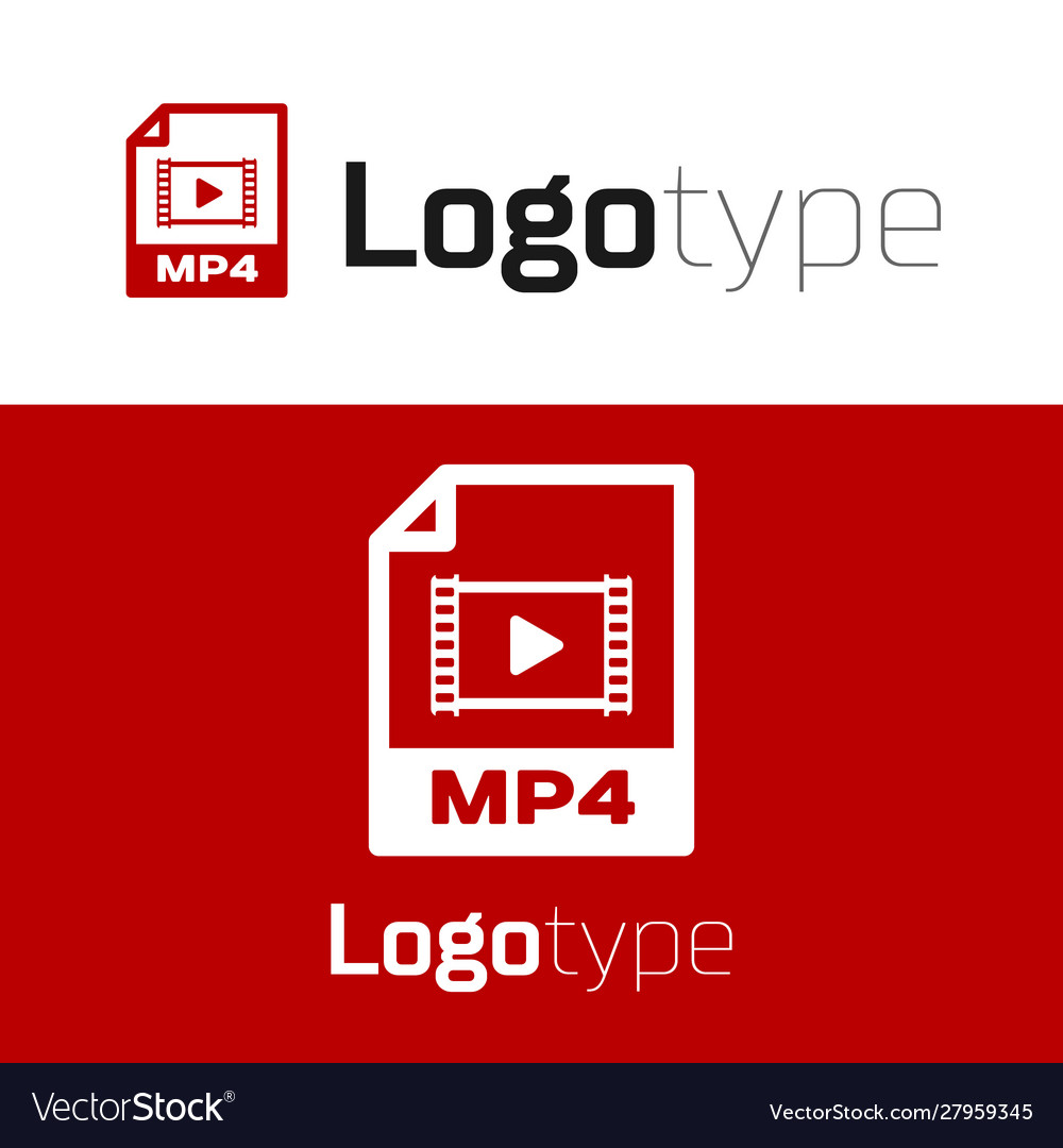 Red mp4 file document download button icon vector image Red mp4 file document download button icon