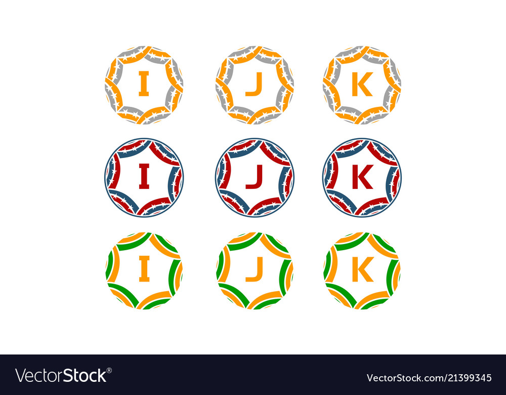 Ribbon circle star initial set