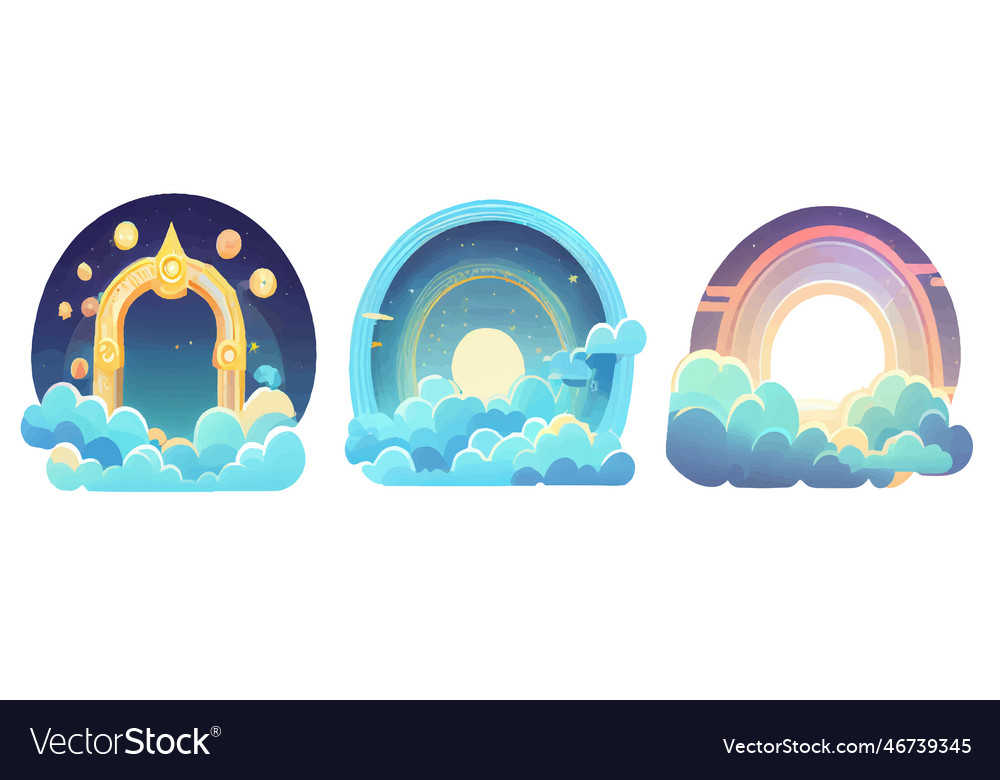 Set of portal ui game level up vector image Set of portal ui game level up