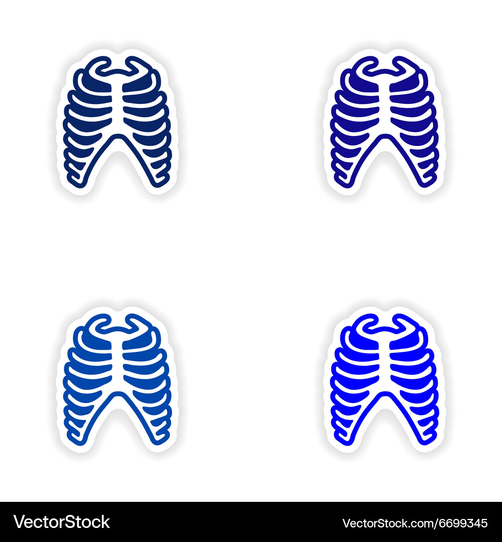 Set paper stickers on white background bone ribs Vector Image