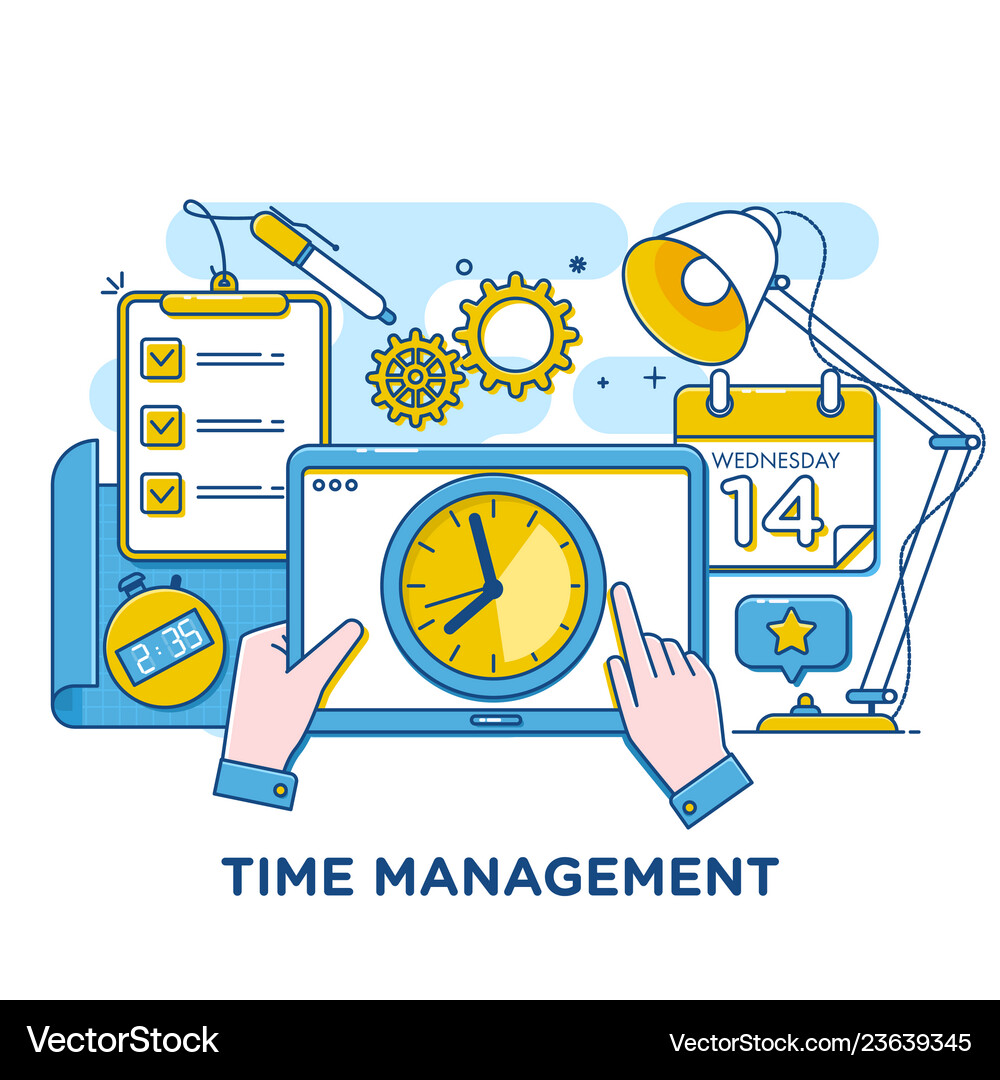 Time management concept thin line Royalty Free Vector Image