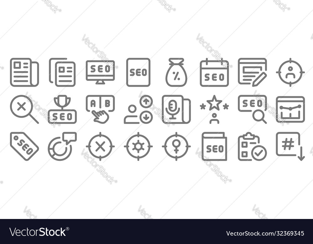 Web apps seo line icons linear set quality Vector Image Web apps seo line icons linear set quality