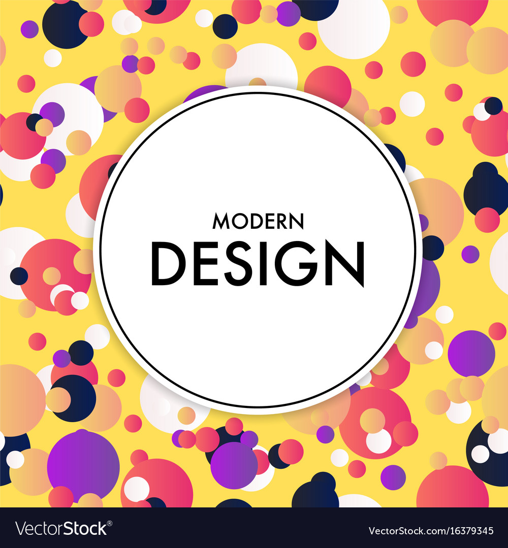 White circle with text on colorful abstract