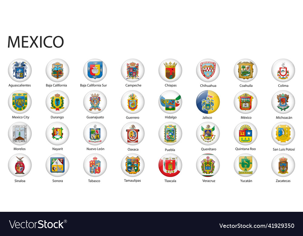 All flags of regions of mexico Royalty Free Vector Image