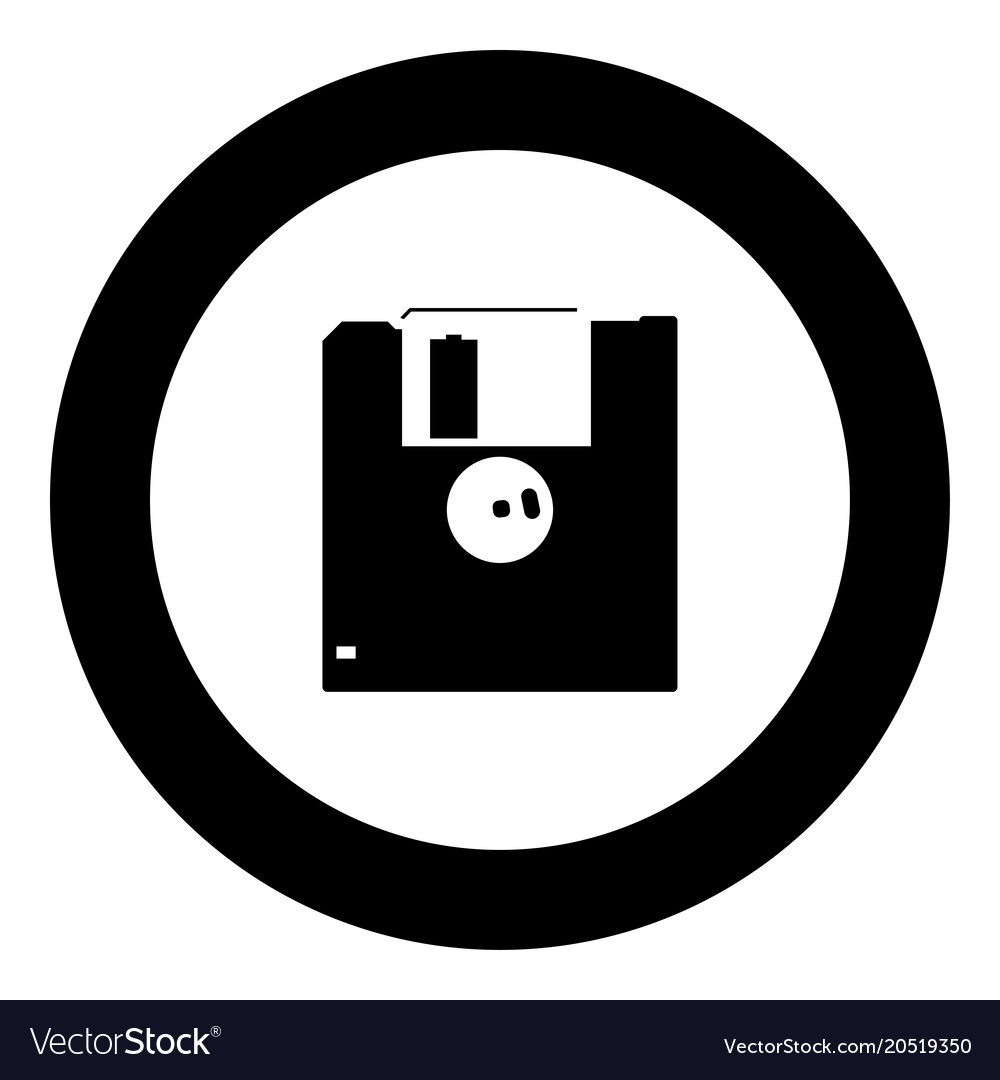 Floppy Disk Symbol schwarz Farbe im Kreis