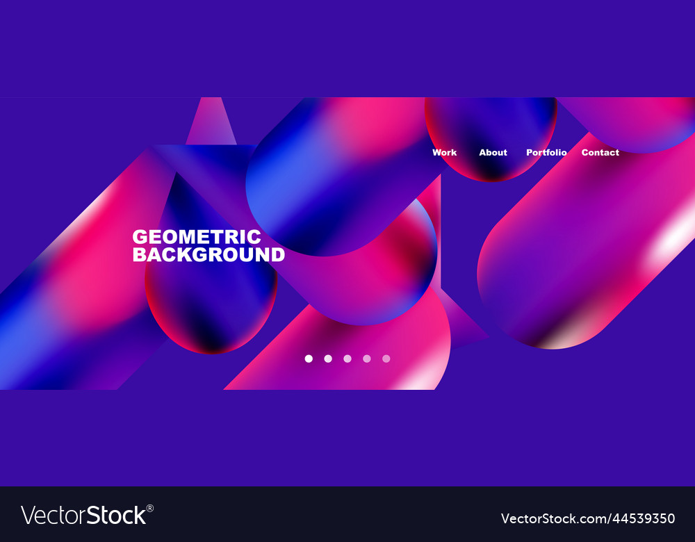 Glassmorphism landing page background template vector image Glassmorphism landing page background template