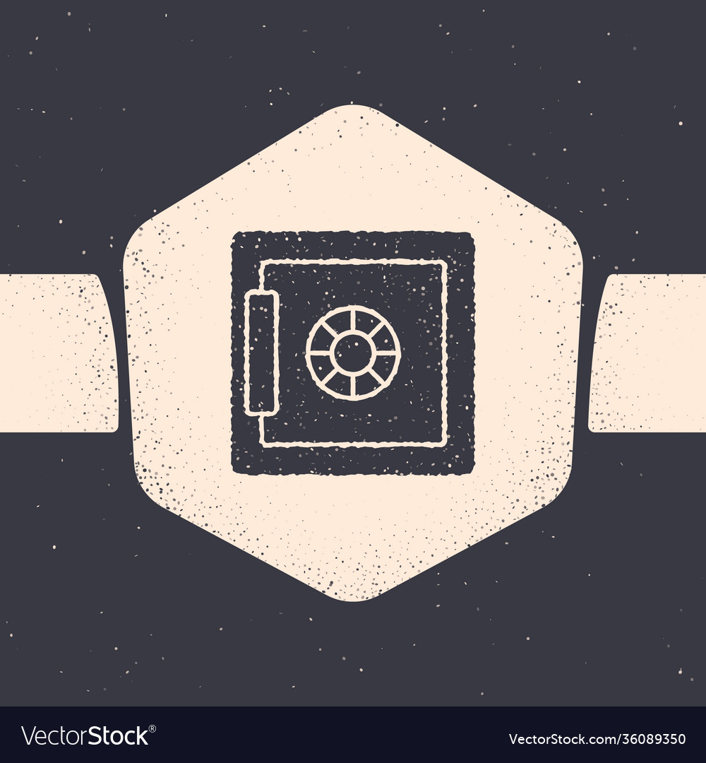 Grunge safe icon isolated on grey background