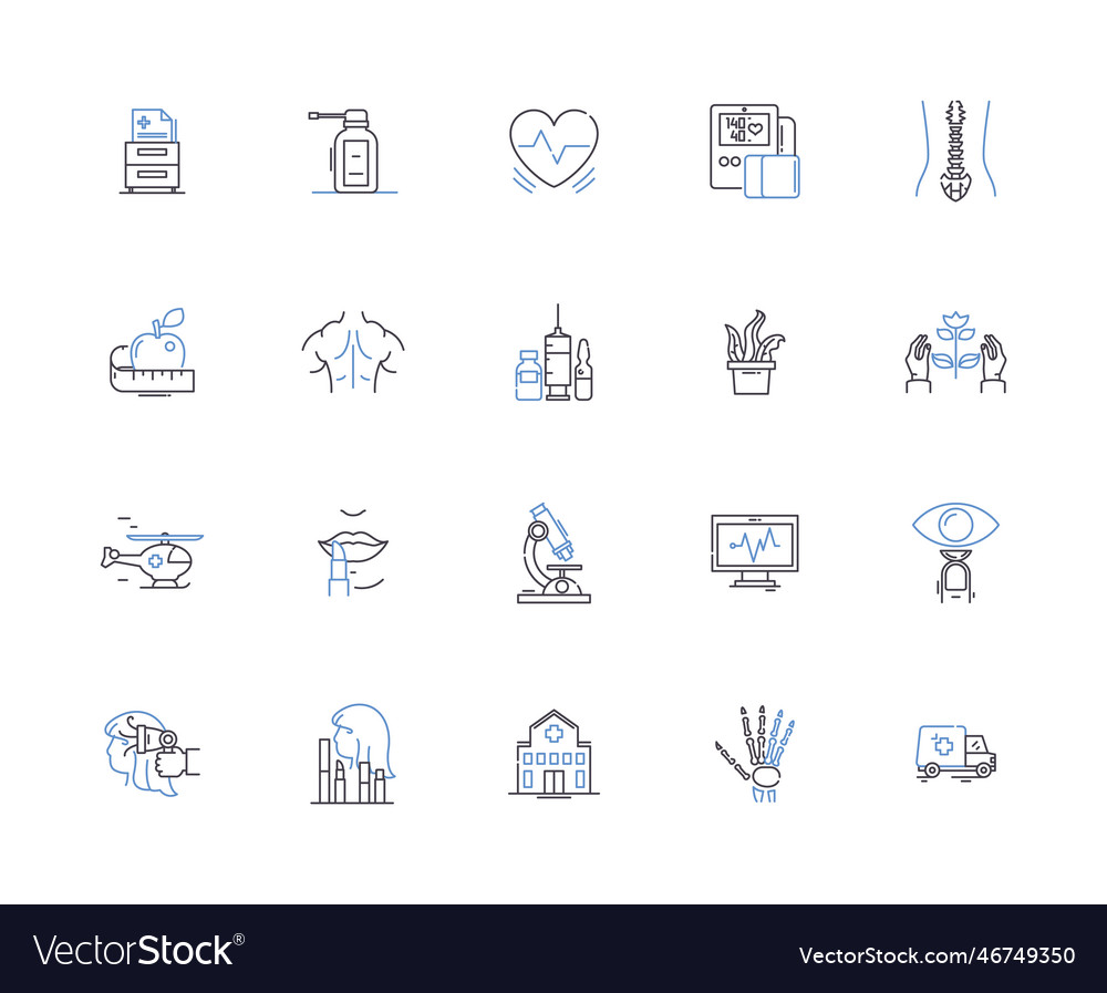 medicine-health-care-outline-icons-collection-vector-image