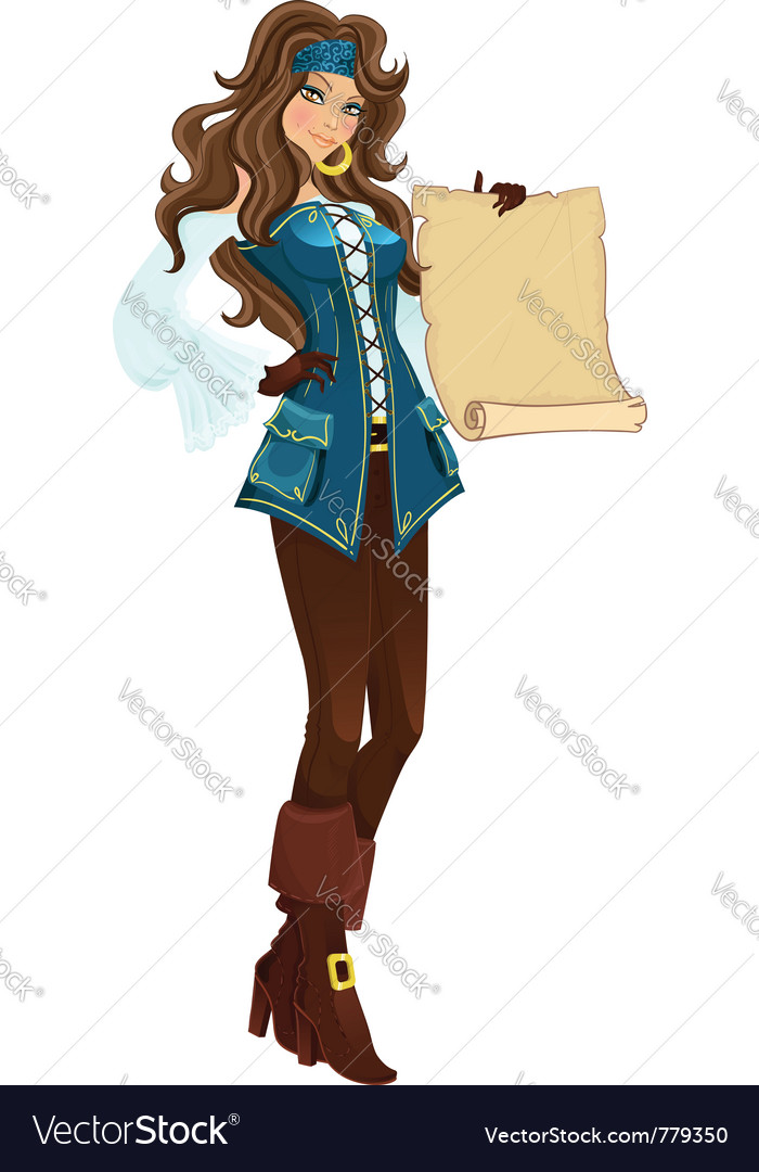 Pirate girl with scroll