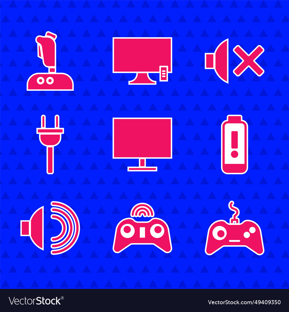 Set computer monitor screen wireless gamepad vector image Set computer monitor screen wireless gamepad