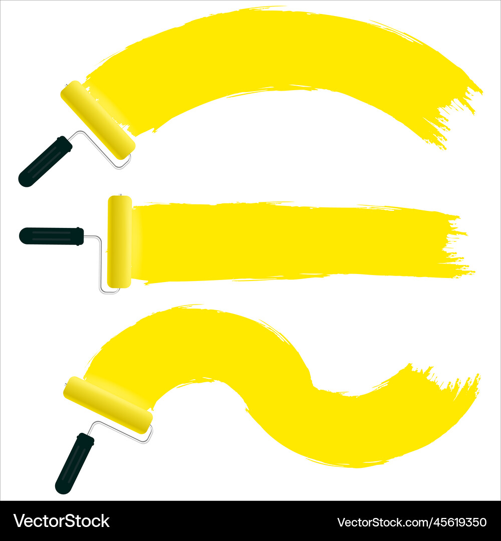 Set of roller brushes with strips paint Royalty Free Vector