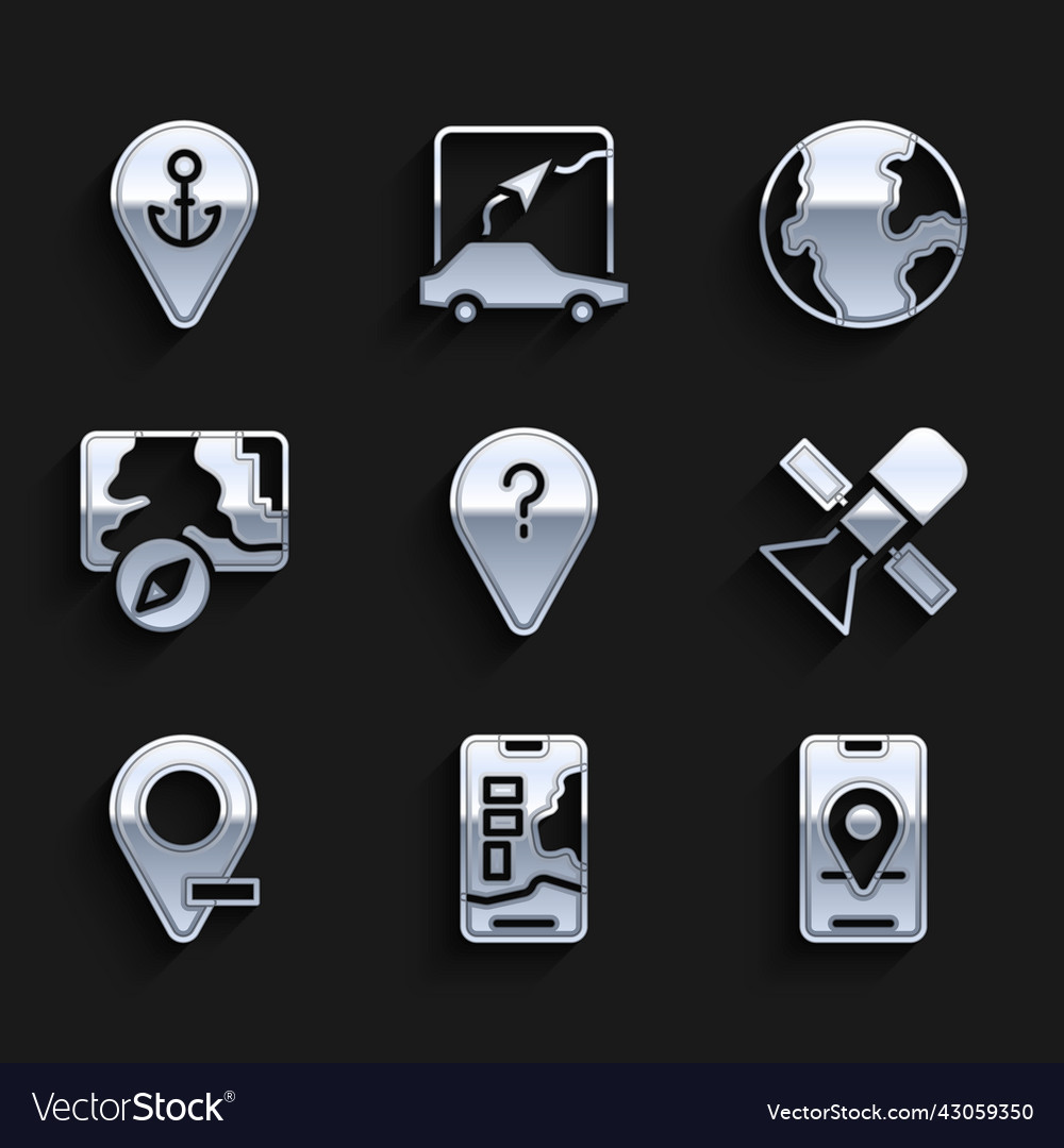Set unknown route point city map navigation vector image Set unknown route point city map navigation