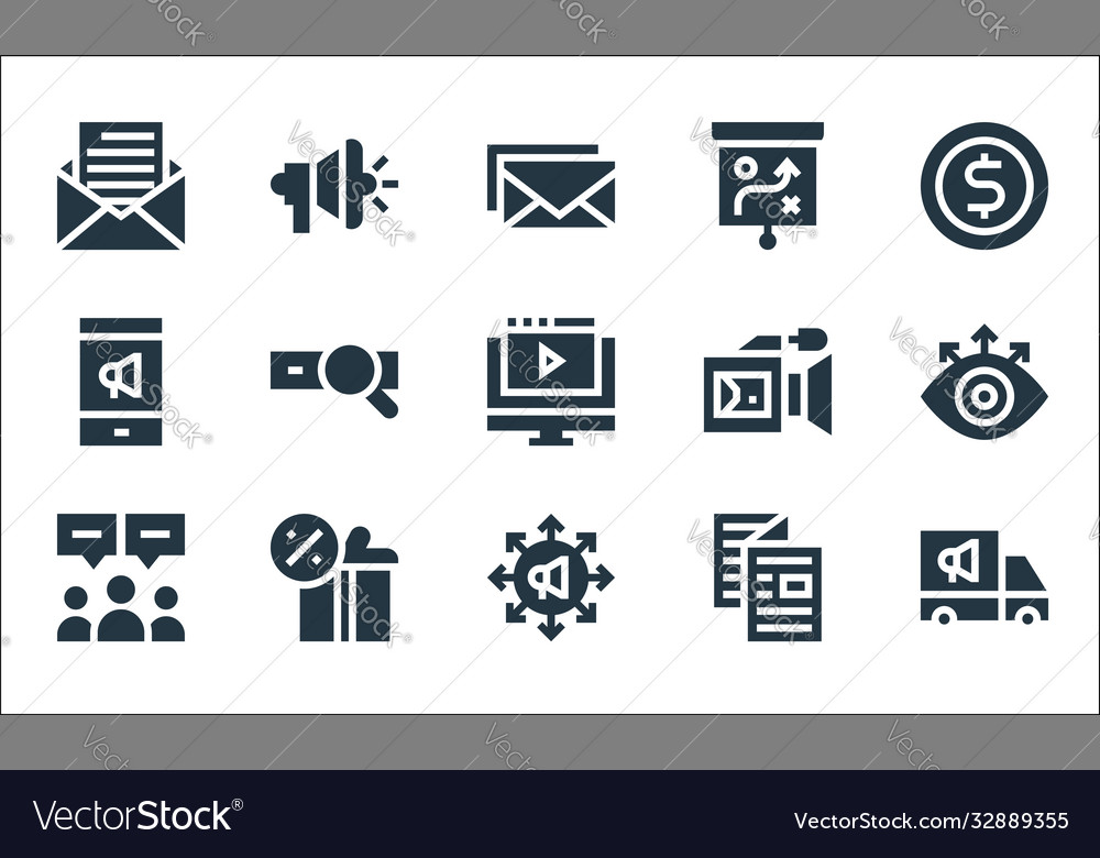 Advertisement line icons linear set quality