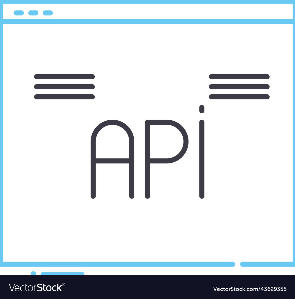 Api website interface line icon outline symbol vector image Api website interface line icon outline symbol