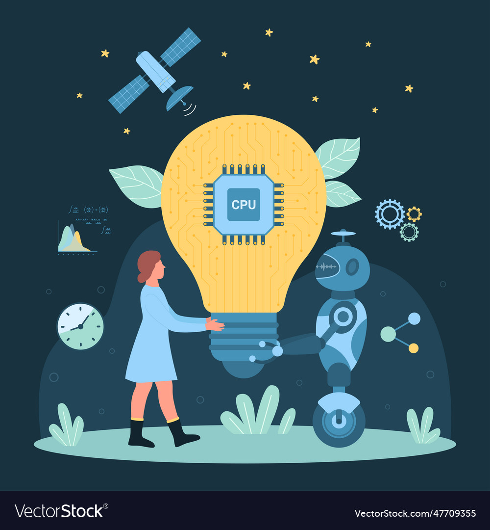 Automation of idea creation ai support dark vector image Automation of idea creation ai support dark