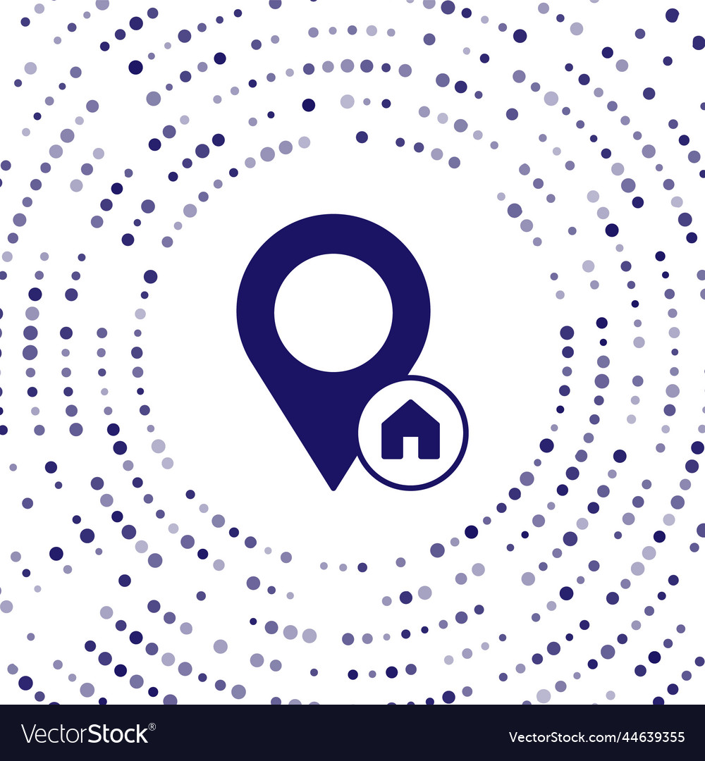 Blue map pointer with house icon isolated on white Vector Image Blue map pointer with house icon isolated on white