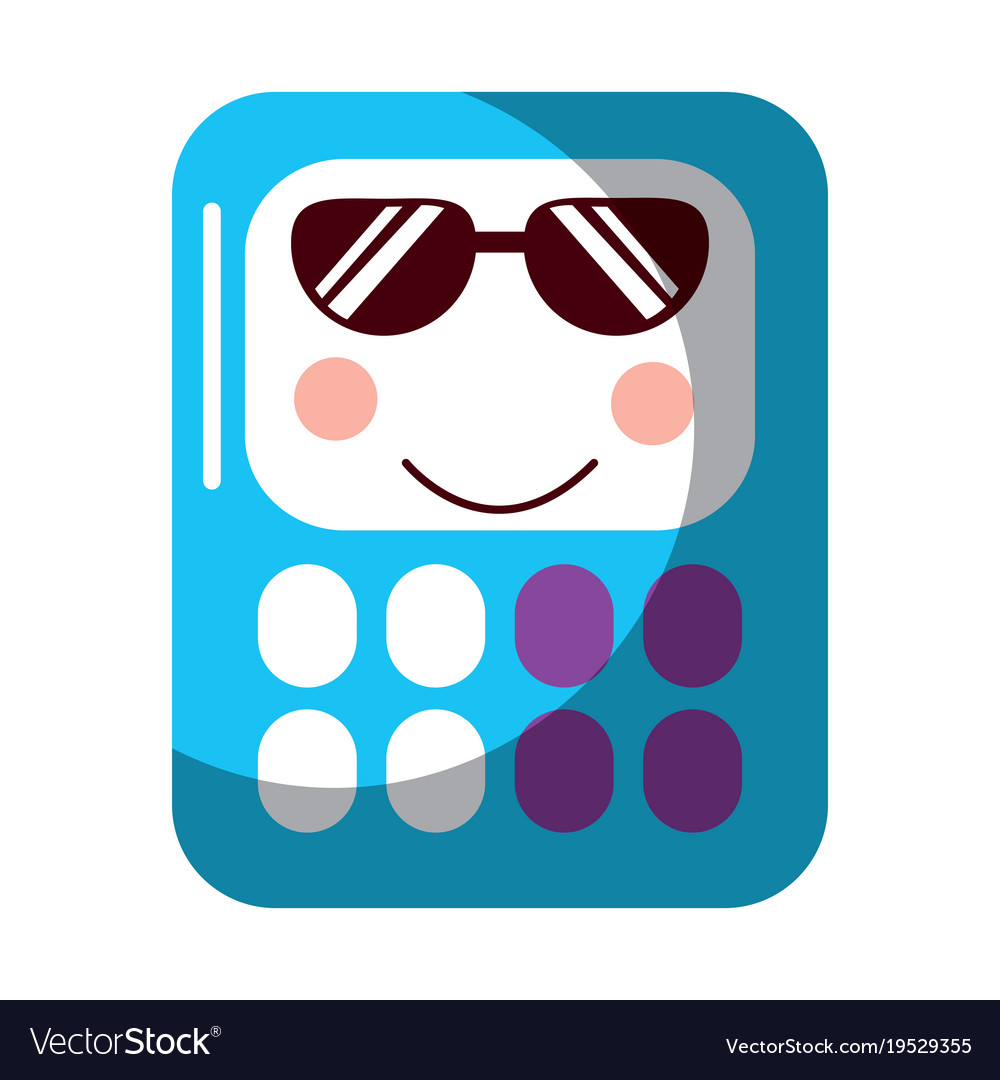 Calculator math kawaii character cartoon Vector Image