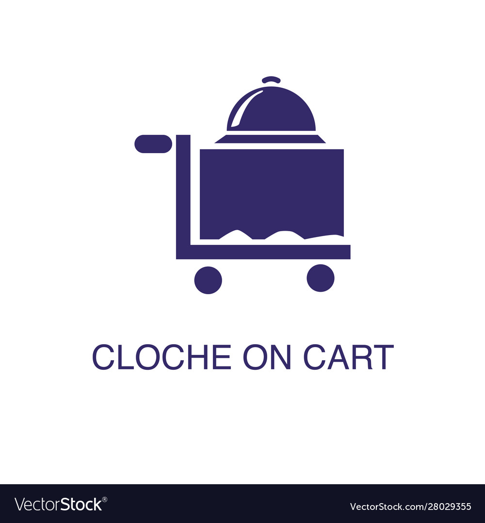 Cloche on cart element in flat simple style