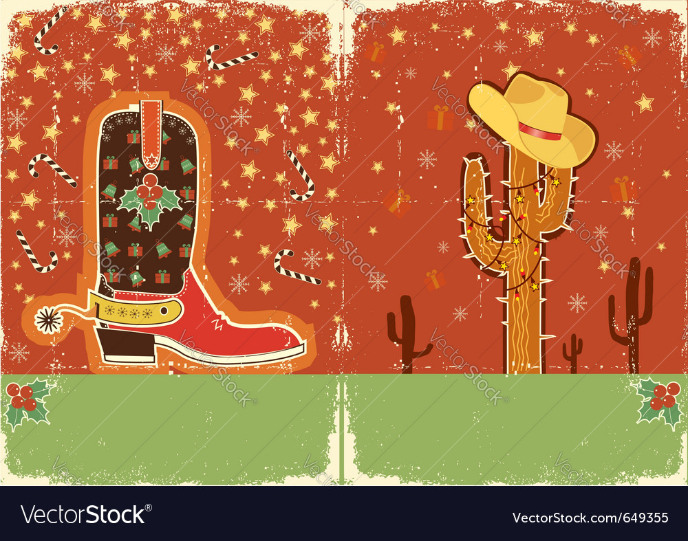 Cowboy christmas Royalty Free Vector Image VectorStock