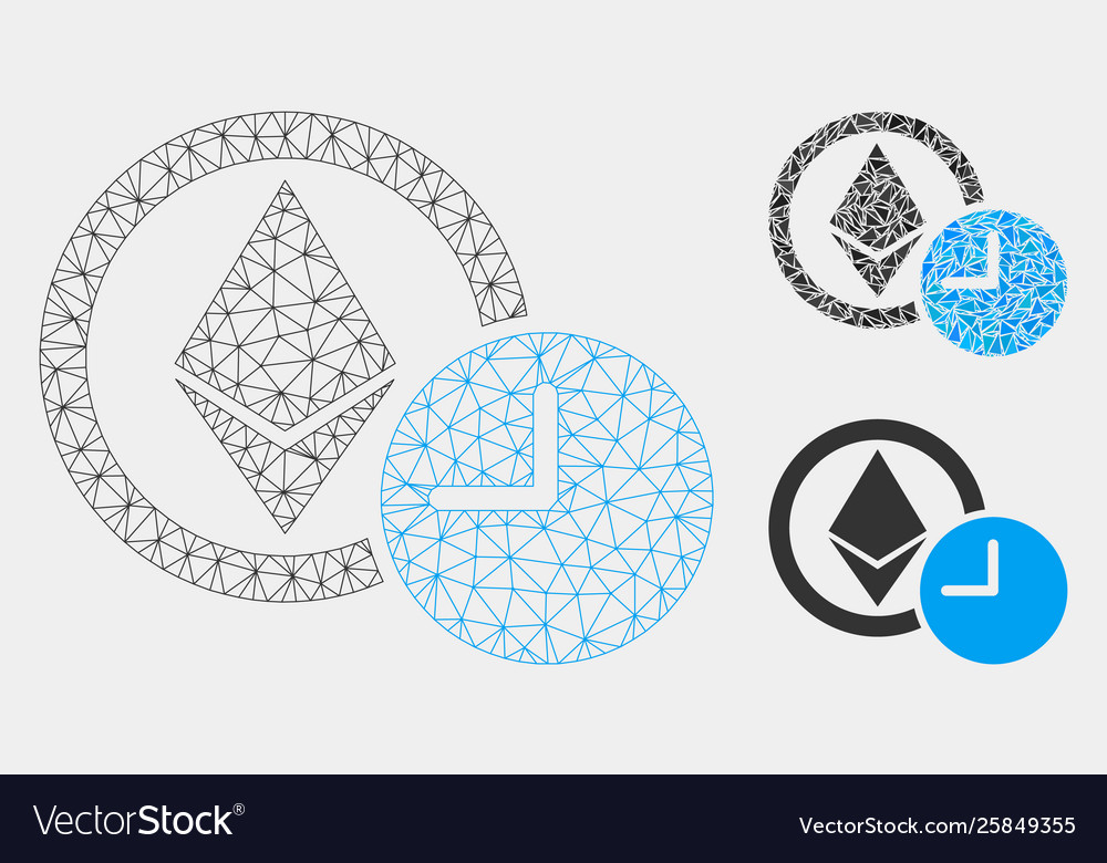 Ethereum credit clock mesh wire frame model vector image Ethereum credit clock mesh wire frame model