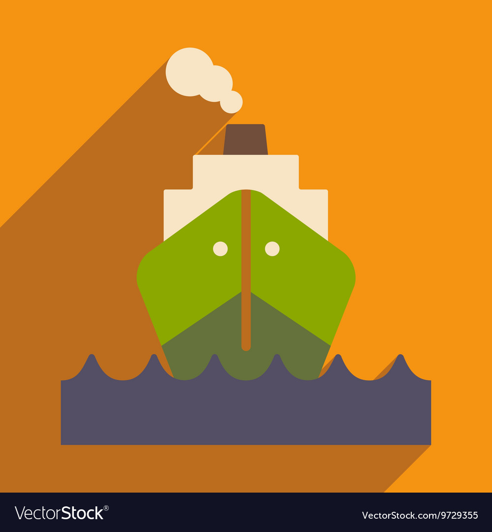 Flat with shadow icon and mobile application boat