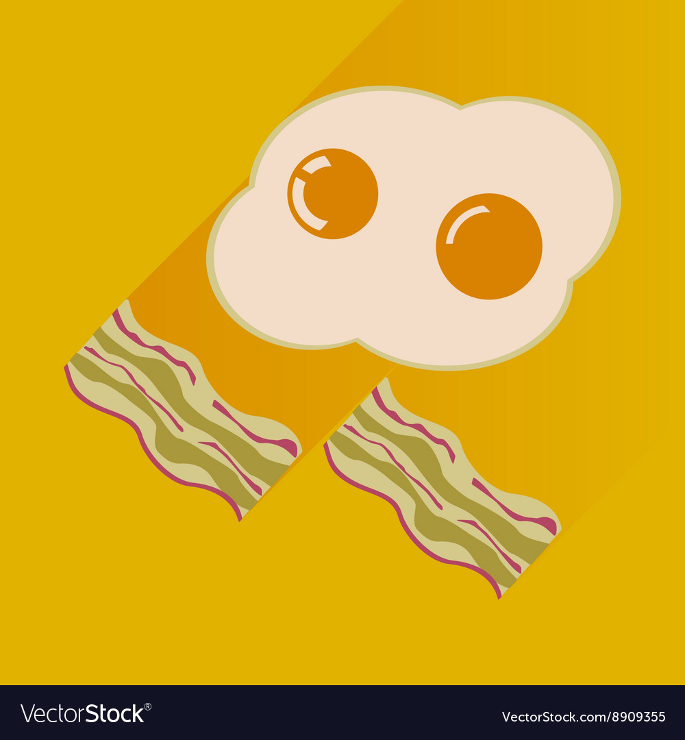Flat with shadow icon scrambled eggs and bacon
