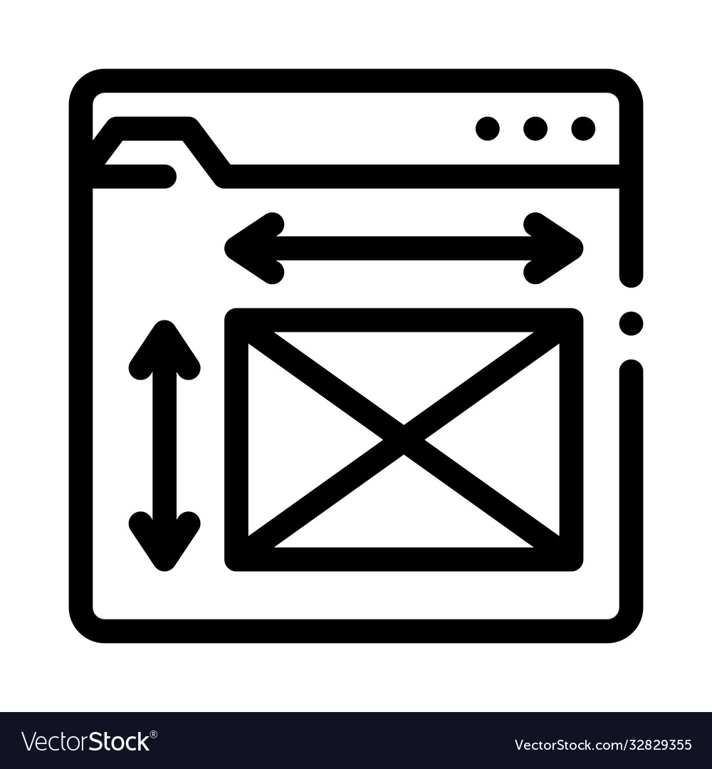 Front end web design sizes icon outline vector image Front end web design sizes icon outline