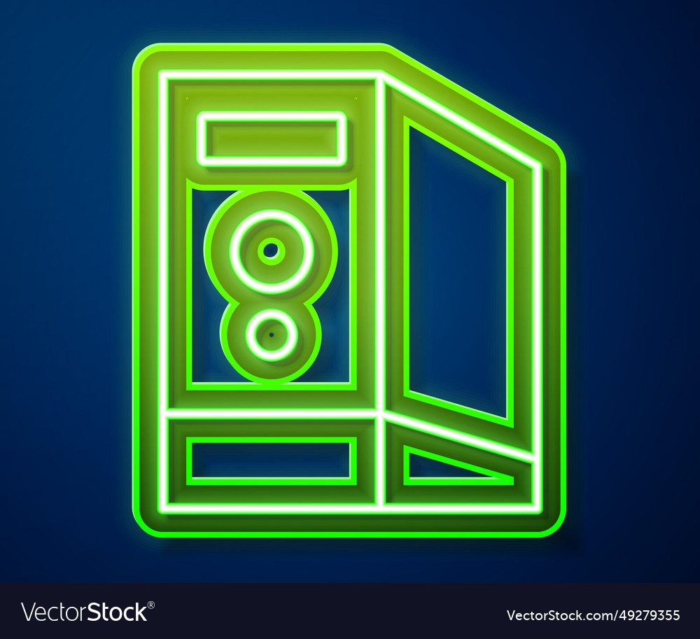Glowing neon line case of computer icon isolated vector image Glowing neon line case of computer icon isolated