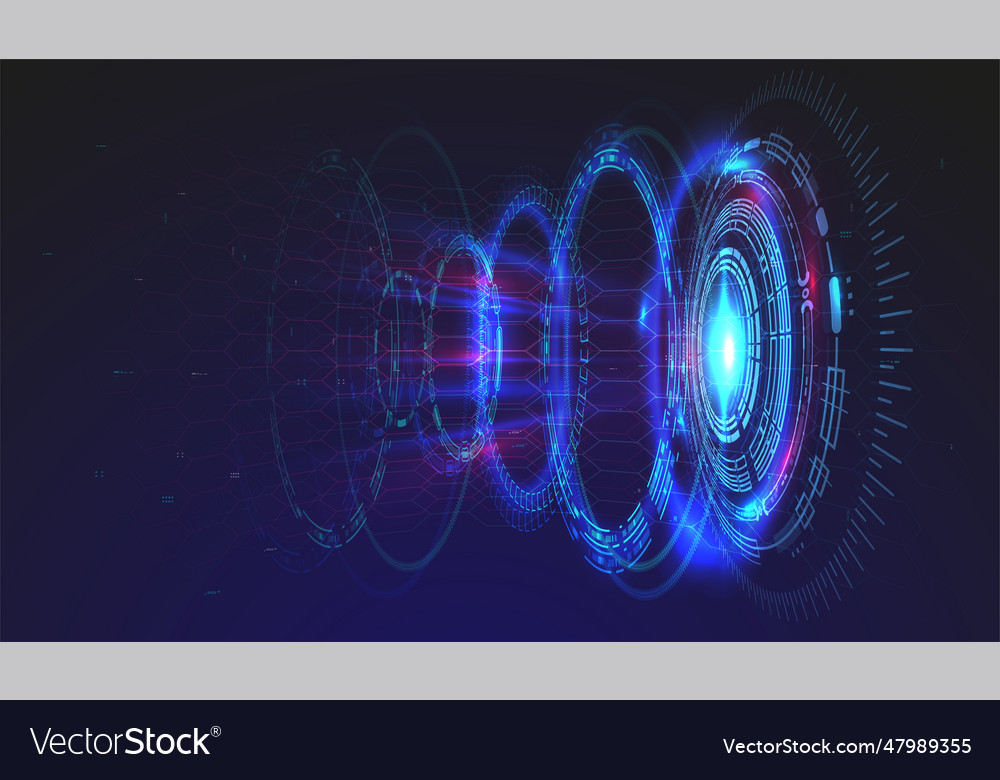 Hi-tech technological background with hud vector image Hi-tech technological background with hud