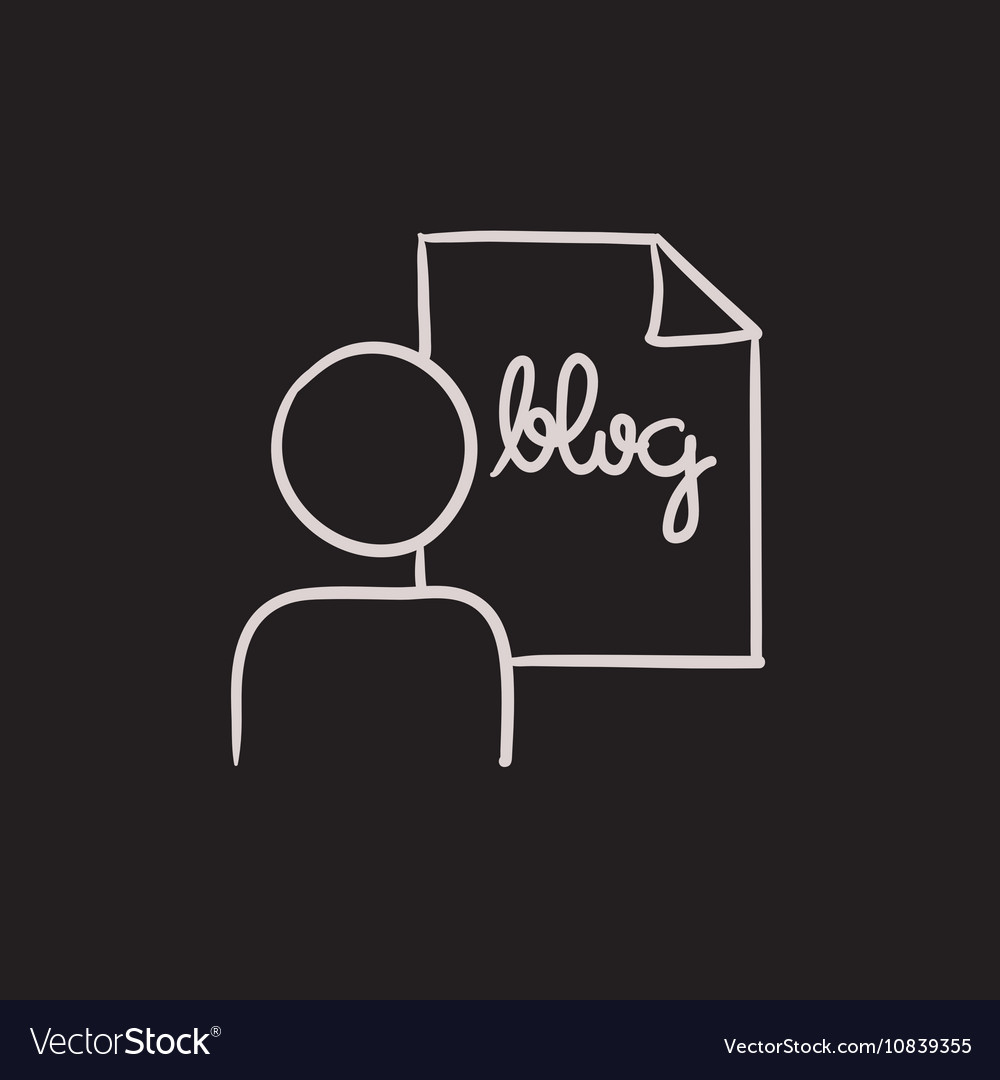 Man and sheet with word blog sketch icon