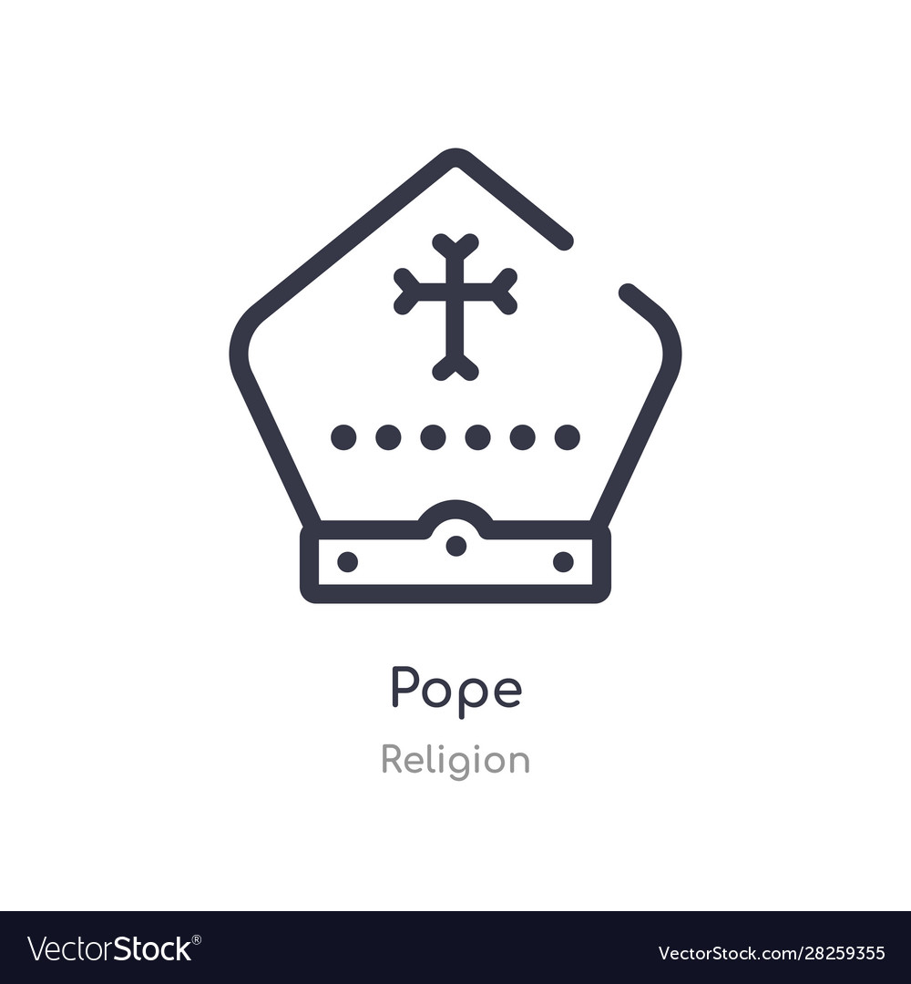 Pope outline icon isolated line from religion Vector Image