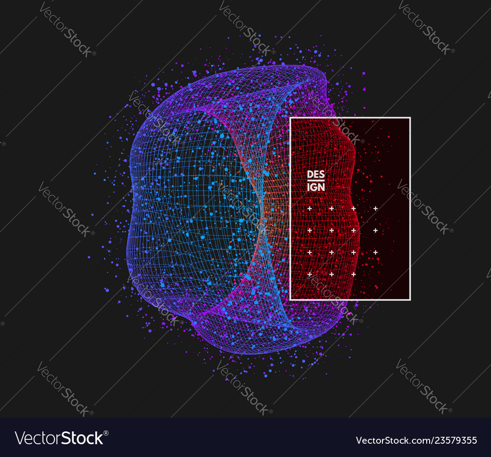 Ring object with dots molecular grid 3d particle