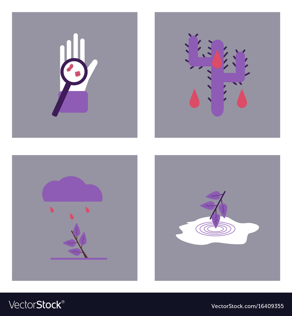 Set of modern eco system icons in flet style